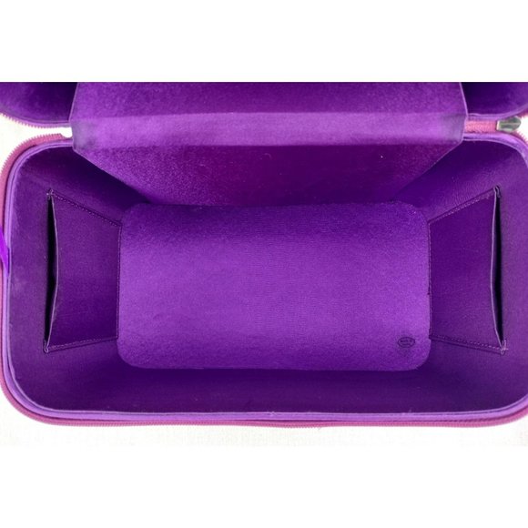 Purple Zipper Closure Makeup Cosmetics Beauty Product Travel Case Mirror Pockets - Picture 8 of 12